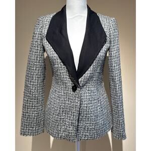 White House Black Market Grey and Black Blazer Size 0